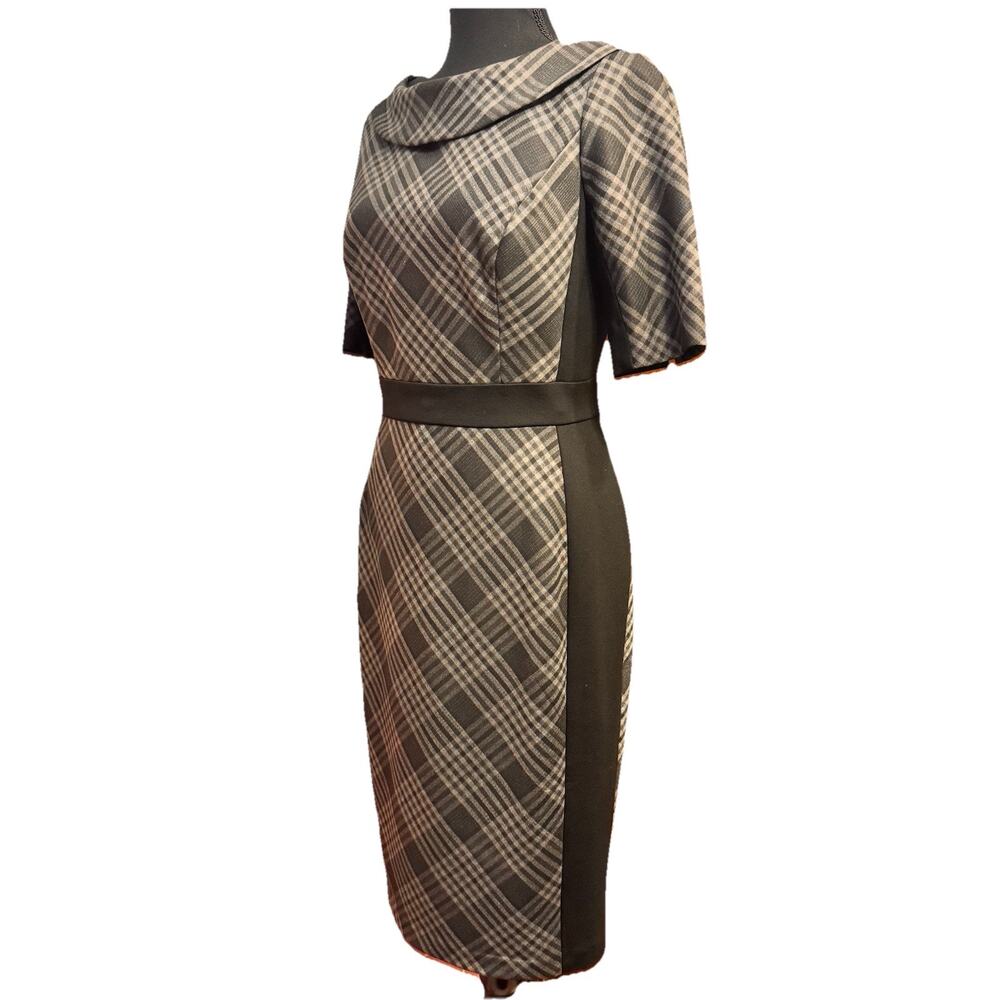 WHBM Dress 4 Bodycon Academia Office Career Old Money Preppy Contemporary Plaid